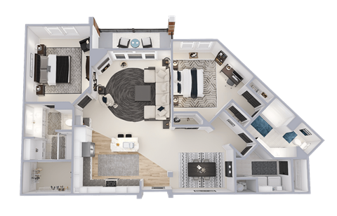 Floor plan for 2 beds, 2 baths, 1483 sqft